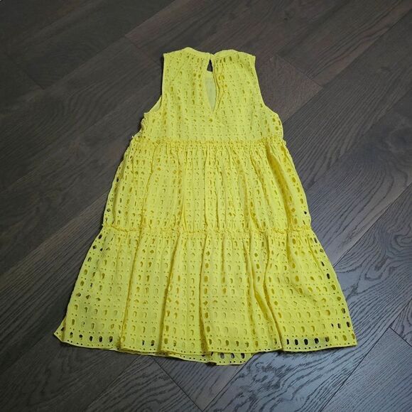 Lilly Pulitzer Indira Mock Collar Tiered Panel Eyelet Swing Dress Lemon Yellow - Picture 12 of 16